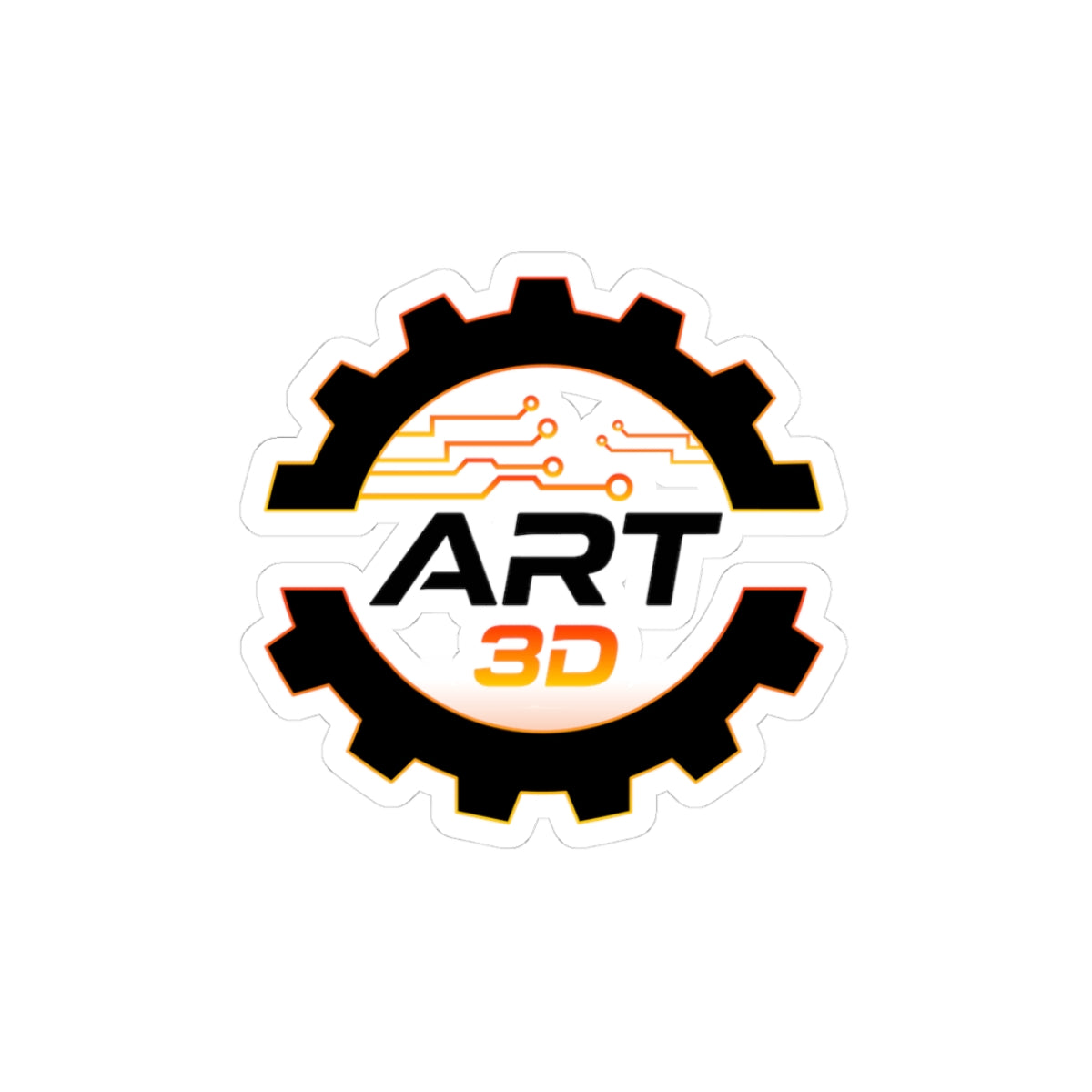 ART3D Black Gear Stacked Kiss-Cut Stickers