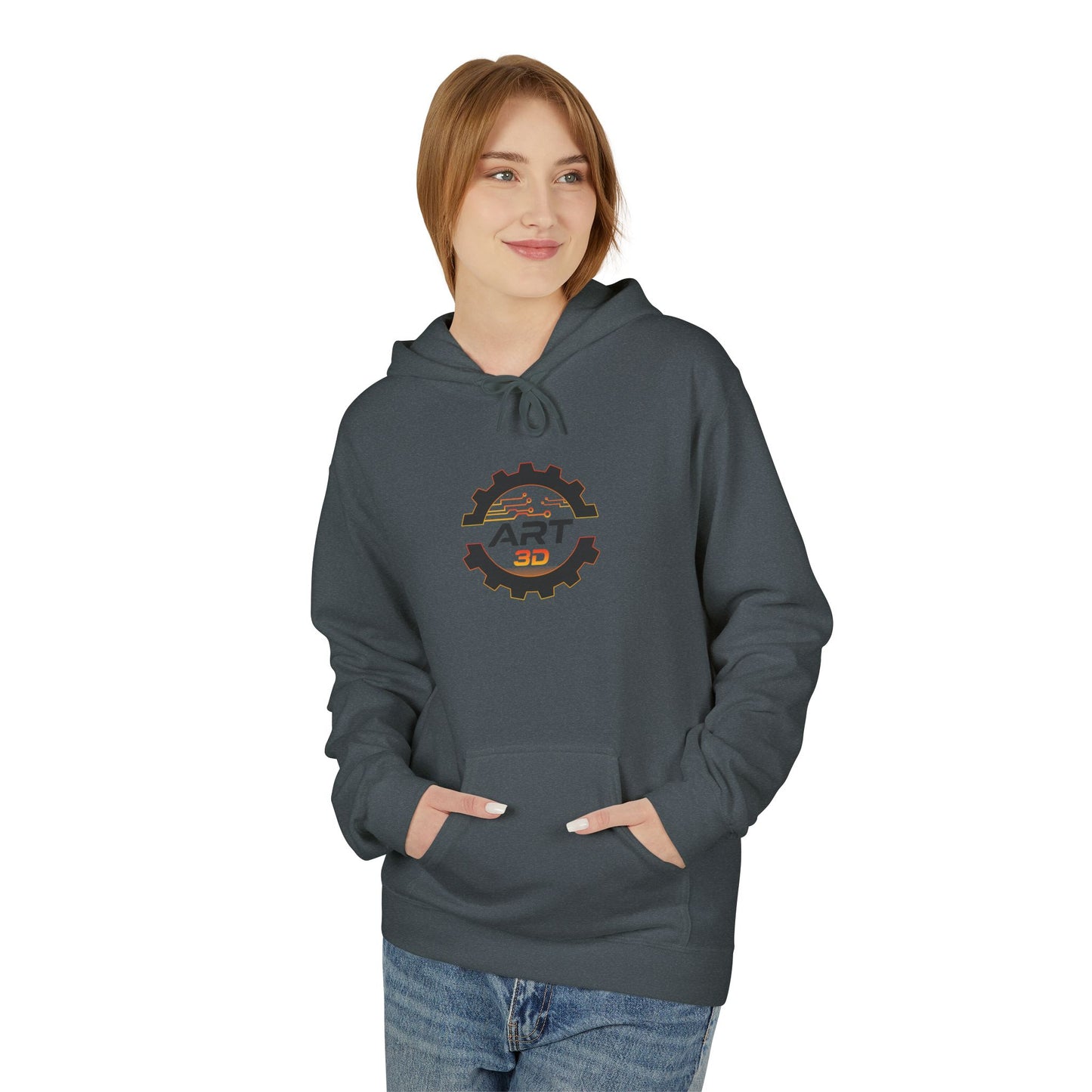 ART3D Black Gear Stacked Hoodie