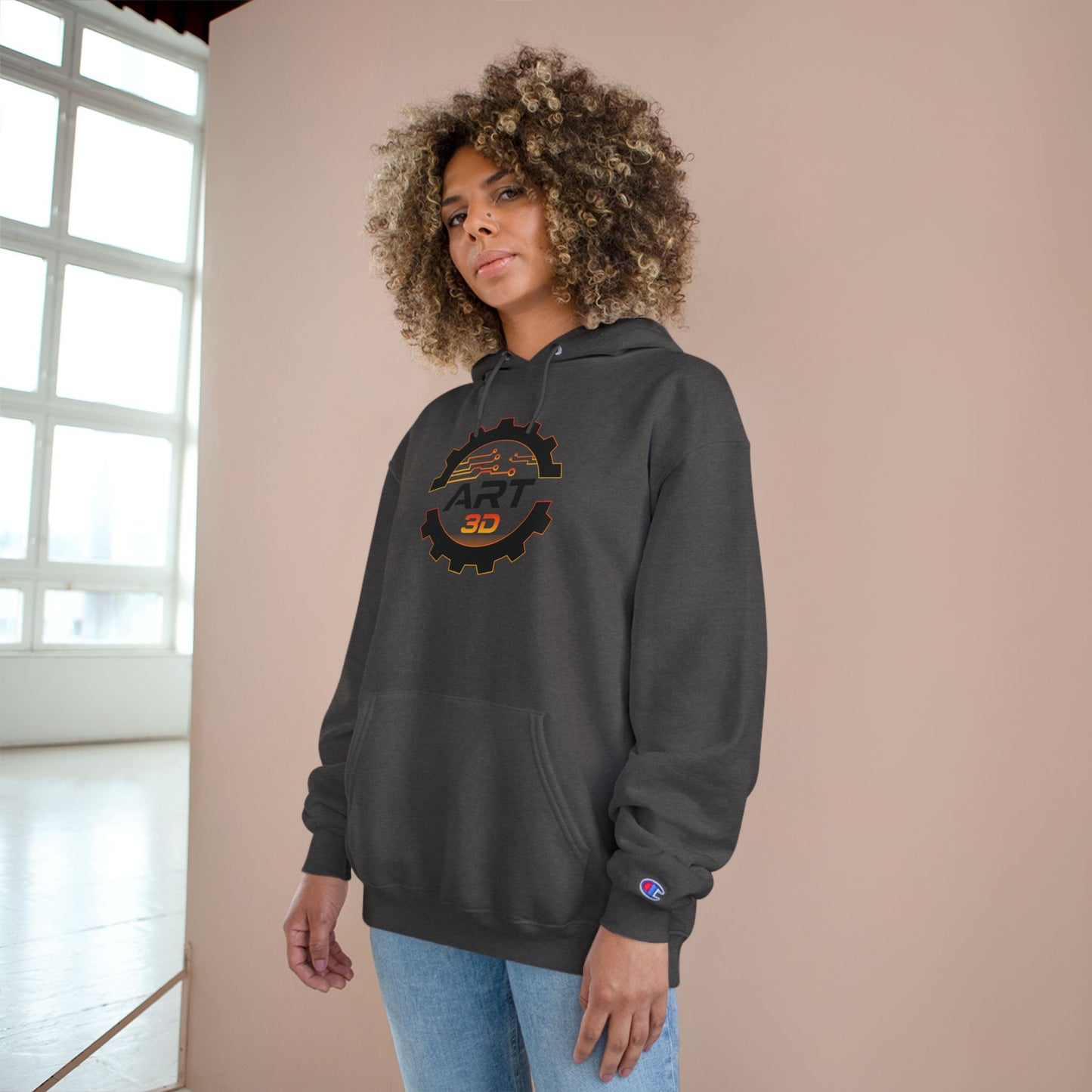 Black Gear Stacked - Champion Hoodie