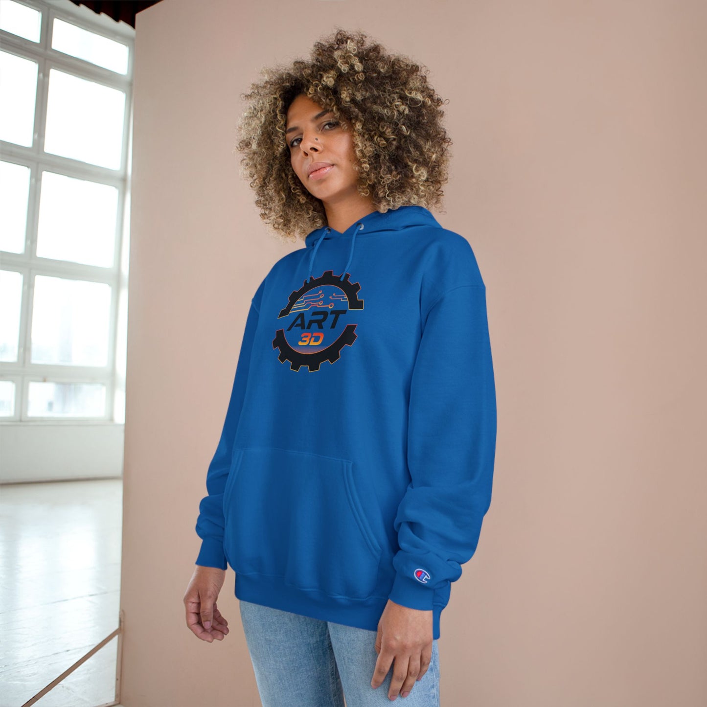Black Gear Stacked - Champion Hoodie