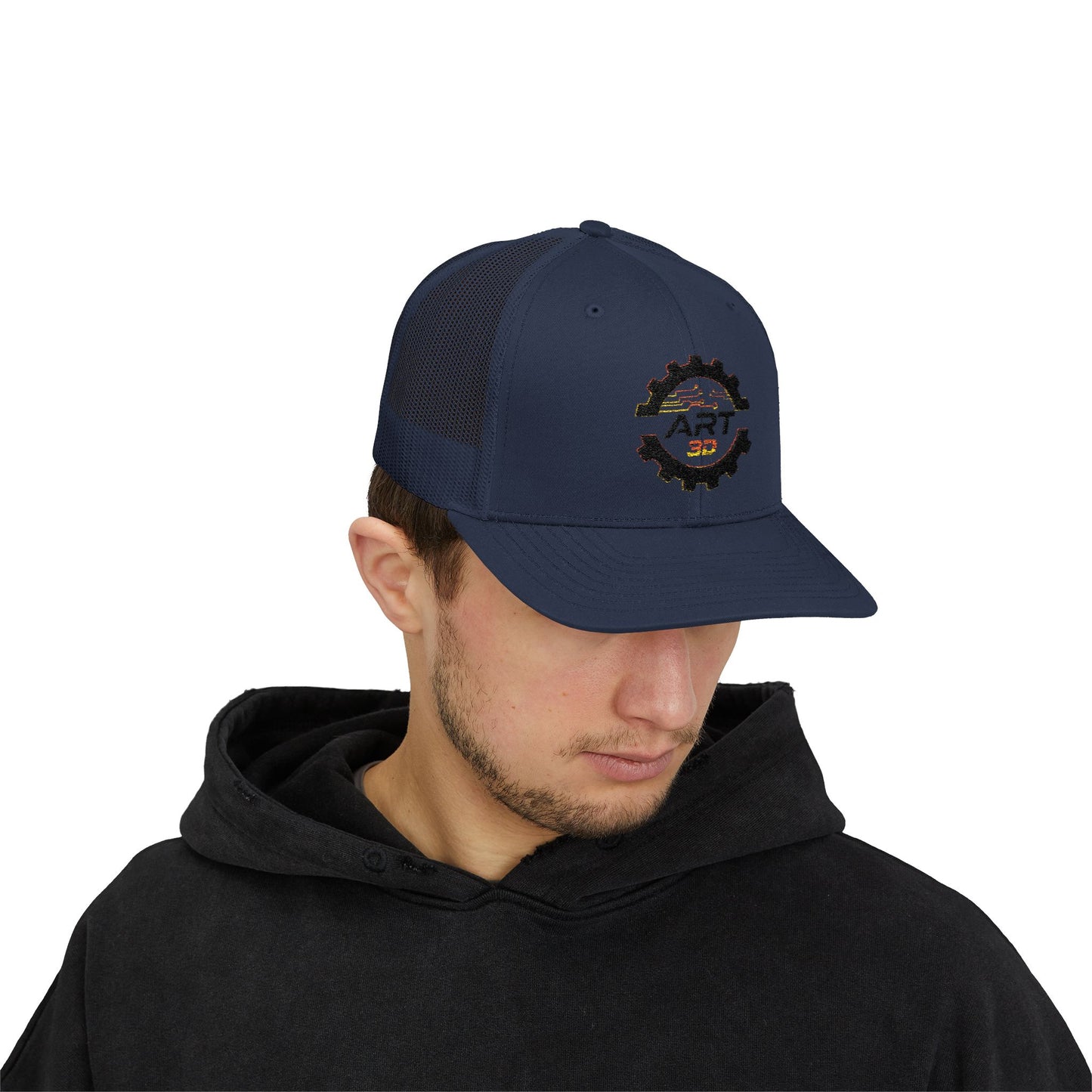 Black Gear Stacked - Trucker Cap