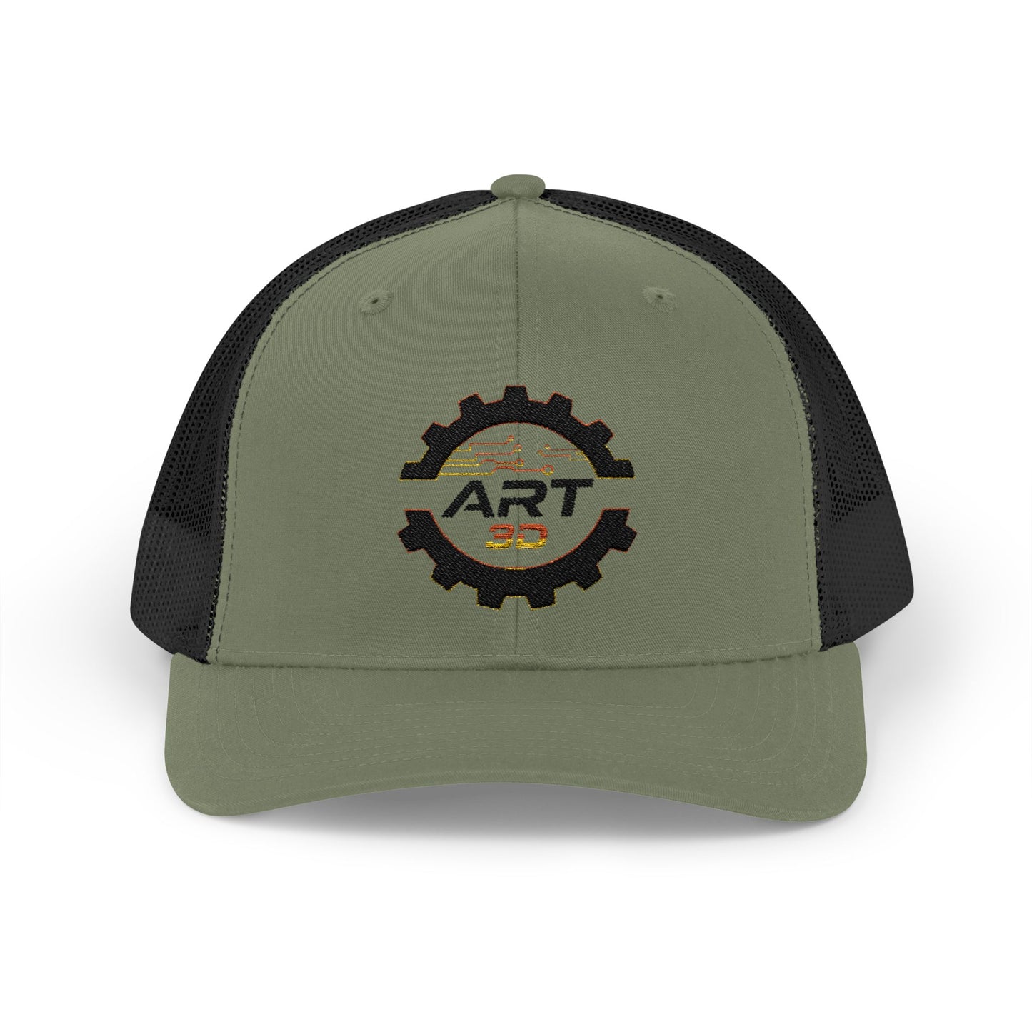 ART3D Black Gear Stacked Trucker Cap