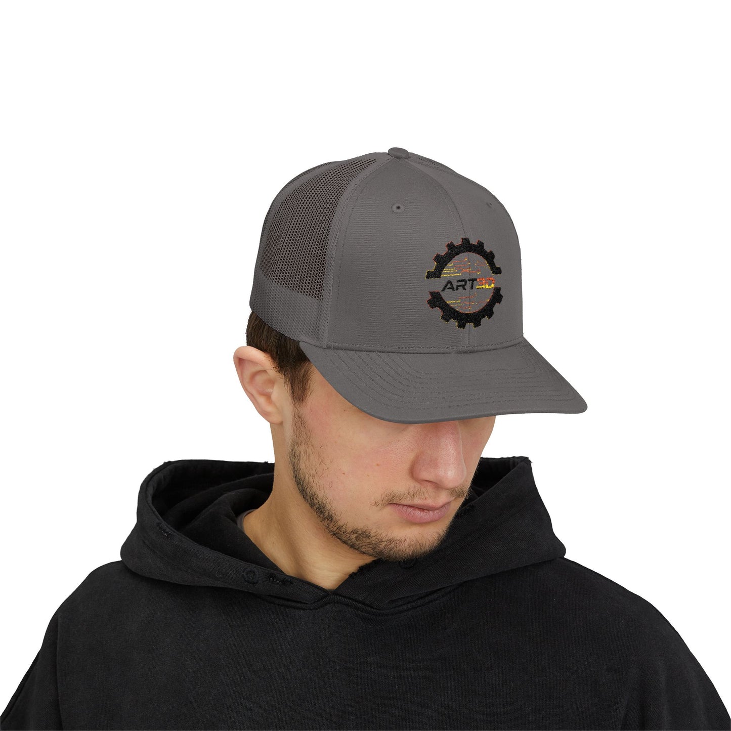 ART3D Black Gear Trucker Cap