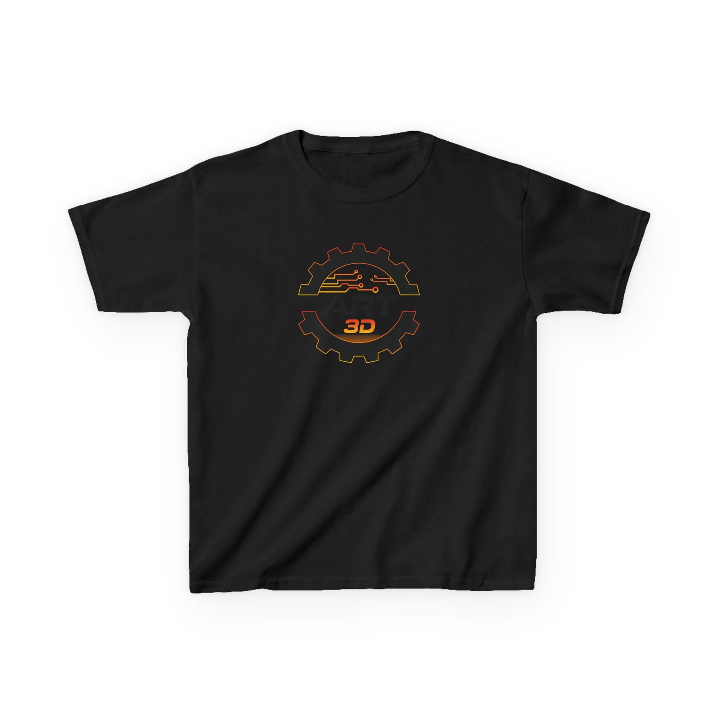 ART3D Black Gear Stacked Kids T-Shirt