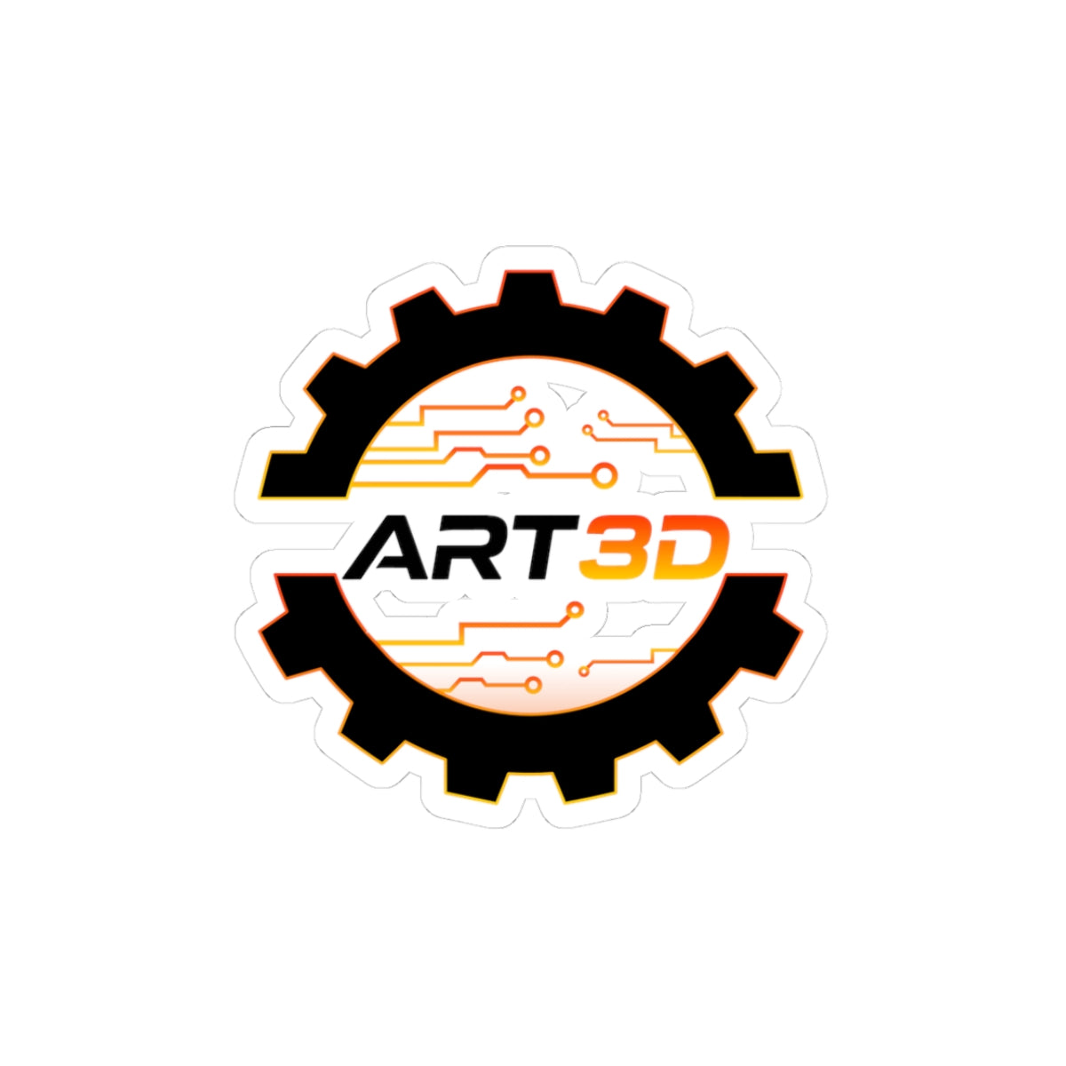 ART3D Black Gear Kiss-Cut Stickers