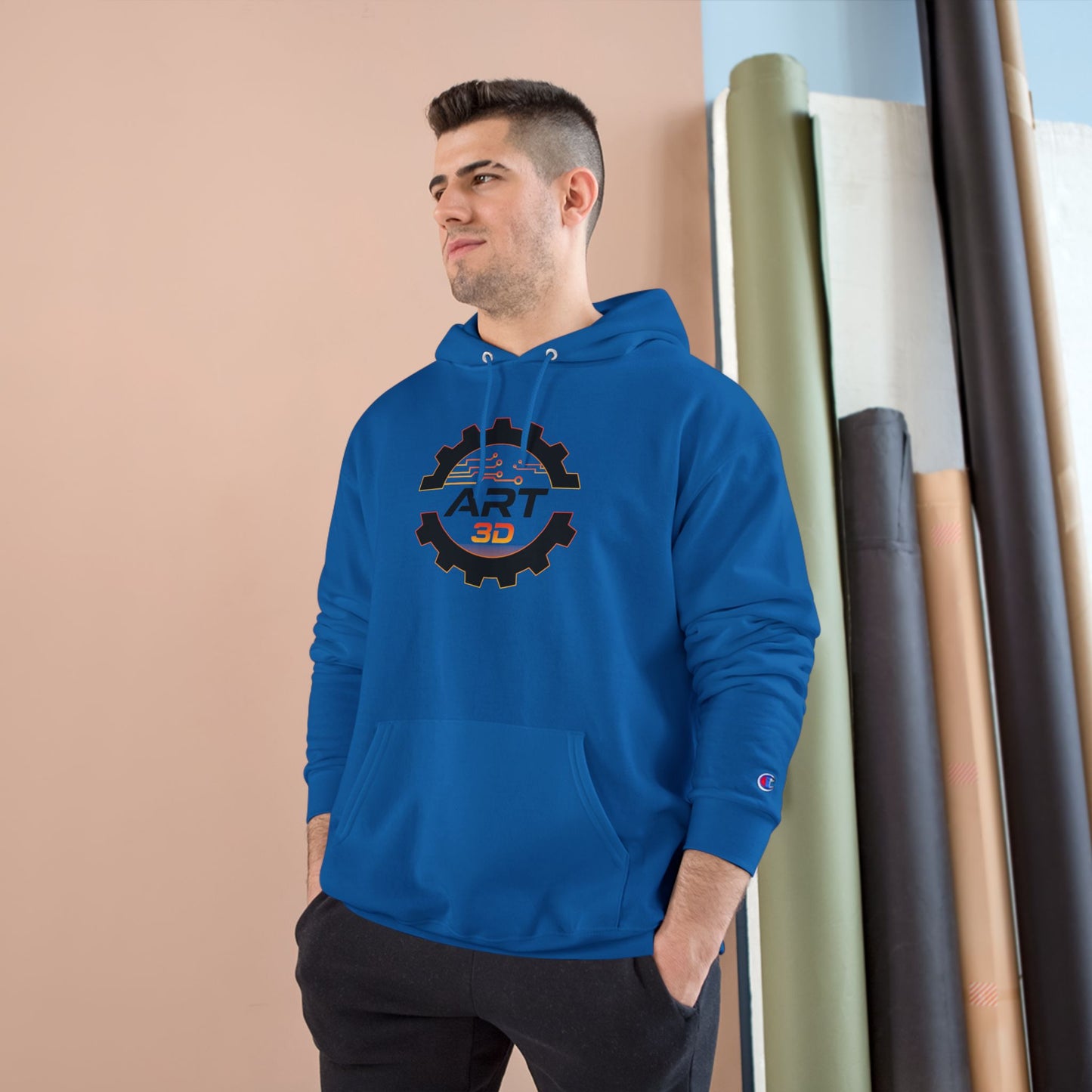 Black Gear Stacked - Champion Hoodie