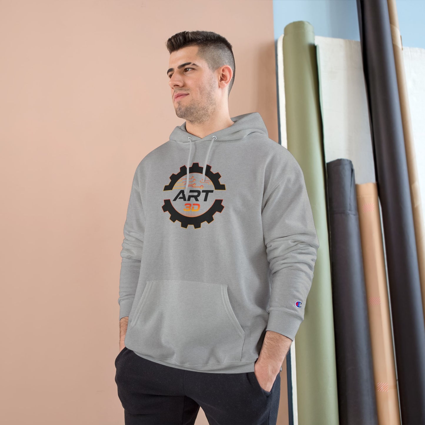 Black Gear Stacked - Champion Hoodie